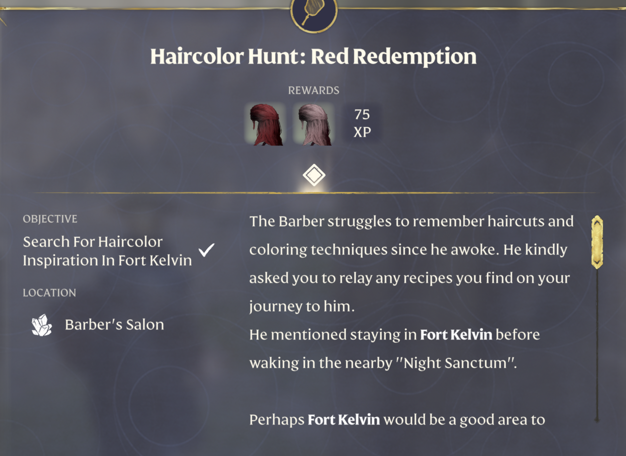 Haircolor Hunt: Red redemption quest (enshrouded)