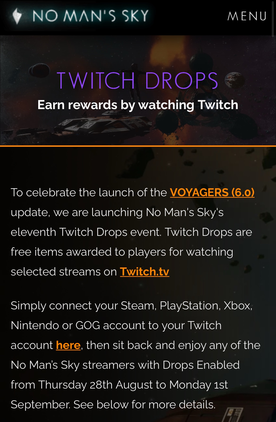 No Man’s Sky Twitch Drops